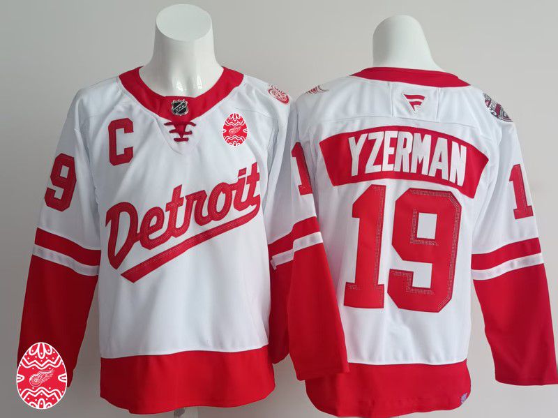 Men Detroit Red Wings #19 Yzerman White 2025 Fanatics Home Premium NHL Jersey style 3